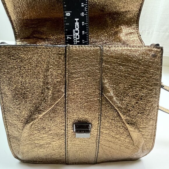 Betsey Johnson Gold Purse Metallic Gold Crossbody Bag With Bow Accent Square Sha - Picture 9 of 11